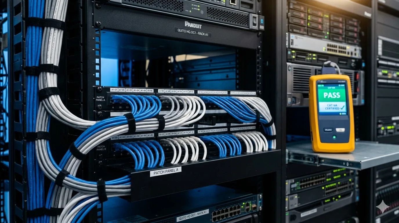 Cableado estructurado Cat 6 y Cat 6A para redes empresariales en Ecuador